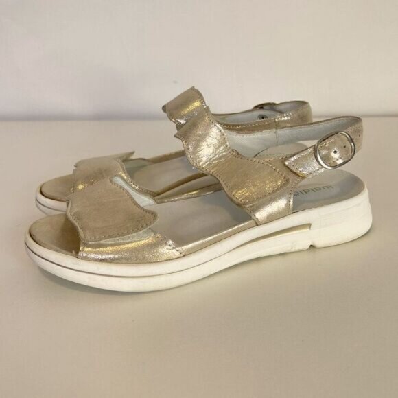 Waldlaufer Sina Metallic Silver Leather Comfort Sandals - Picture 4 of 8